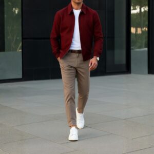 Men’s Burgundy Shirt Outfits – Modern & Elegant Style